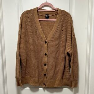 GAP Warm Tan Button-Up V-Neck Cardigan